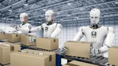 Artists impression of robots packing boxes