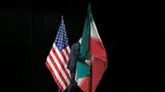 Drapeaux de l'Iran et des États-Unis