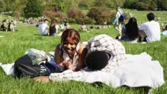 Enjoying the sun in a park