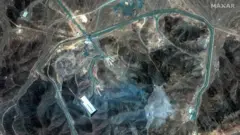 Foto satelit memperlihatkan fasilitas nuklir Fordo di Iran pada 22 Juni.