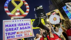  Israeli hostages' families and their supporters demand a deal that secures the release of all of them, in Tel Aviv, Israel (5 July 2025)