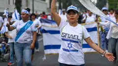 Mujeres guatemaltecas con camiseta de Israel