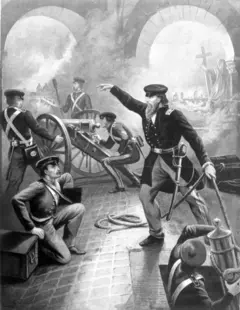 Una ilustración de combate de las tropas de EE.UU. en la guerra con México