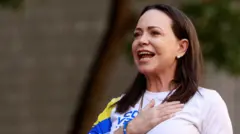 Marija Korina Mačado na jednom od protesta opozicije u Karakasu, januar 2025. 