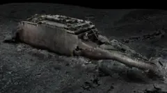  Рақамли сканерлаш камоннинг денгиз тубида тик турганини кўрсатмоқда.