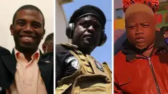 رهبران گروه‌های تبهکارهائیتی: گی فیلیپ شورشی سابق (چپ)، جیمی شریزیه (وسط) و جانسون آندره