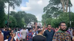 শেখ হাসিনার পদত্যাগের খবরে রাস্তায় নেমে সাধারণ মানুষ