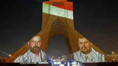 نورپردازی پرچم یمن و فرماندهان حوثی‌ها بر روی برج آزادی تهران