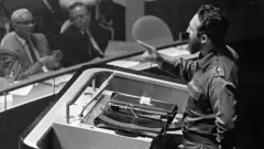 Fidel Castro discursando na ONU.
