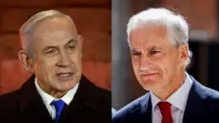 इसराइल के प्रधानमंत्री बिन्यामिन नेतन्याहू और नॉर्वे के प्रधानमंत्री जोनस गार स्तोर