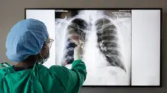 Woman pointing at an x-ray