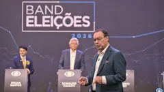 Augusto Cury fala em debate da Band, Caiado e Renan Santos ouvem ao fundo