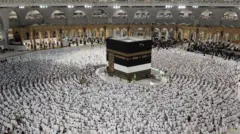 Muslims, who came to the holy lands from all over the world, perform night prayer as they continue their worship to fulfill the Hajj pilgrimage in Mecca, Saudi Arabia on July 01, 2022.