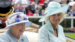 Queen Elizabeth II and Camilla, Duchess of Cornwall, arrive in a horse carriage on day two of Royal Ascot at Ascot Racecourse on June 19, 2019.