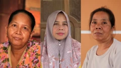 Sukini (kiri), Syarariyah (tengah), dan Hamidah (kanan)