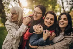 Multi-generation family of women enjoying nature 