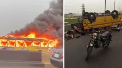 One pesin die for BRT accident wey involve two danfo buses