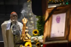 O arcebispo do Rio de Janeiro, Cardeal Dom Orani João Tempesta, celebra missa em homenagem ao Papa Francisco na Catedral Metropolitana