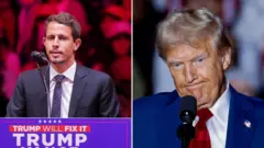 Comedian Tony Hinchcliffe speak for Donald Trump rally for New York on Sunday, Oct. 27, 2024, wia e tok say Puerto Rico na "floating island of garbage"