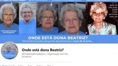 Print da página no Facebook que busca por informações de Beatriz