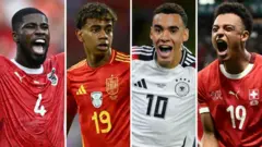 کوین دانسو، جمال موسیالا، دان ندویه و لامین یامال به ترتیب برای سوئیس، آلمان، اسپانیا و اتریش در یورو ۲۰۲۴ نقشی کلیدی ایفا کرده‌اند