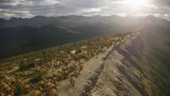 Imagem computadorizada de manada de Paquirinossauros migrando