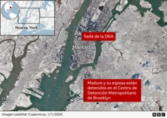 Mapa de la ubicación de la cárcel donde está Maduro.