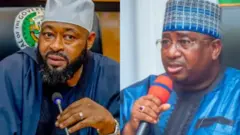 Gomina ipinlẹ Niger, Umar Bago, wọ agbada olomi aro pẹlu fila funfun lori ati Gomina Nasir Idris ipinlẹ Kebbi toun naa wọ buba olomi aro pẹlu fila alawọ kan an naa