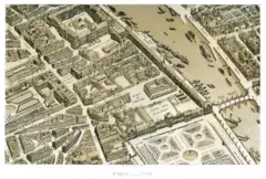 Un plano antiguo de París en las inmediaciones del palacio del Louvre
