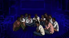 በጨለማ ክፍል የታሰሩ ወጣቶችን የሚያሳይ ሥዕል