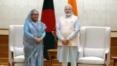 দিল্লিতে প্রধানমন্ত্রী হাসিনা ও প্রধানমন্ত্রী মোদী। ৮ সেপ্টেম্বর ২০২৩