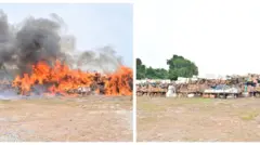 Awọn oogun oloro naa nigba ti won n dana sun wọn ati ki wọn too sọ ina si i.