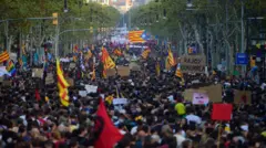 Una manifestación a favor de la independencia de Cataluña del Reino de España.