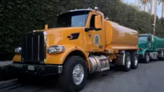 Private tanker trucks in the Brentwood neighborhood, Los Angeles, January 2025