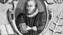 Engraving by C. Le Blon of English scholar Robert Burton (1577 - 1640)