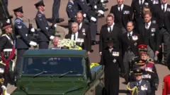 The procession during the Duke of Edinburgh's funeral at Windsor Castle