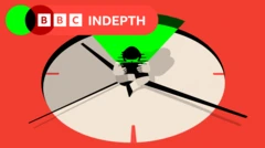 An illustration of a child in a clock, with a tablet held to their face