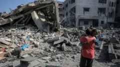 Rubble in Gaza