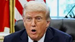 O presidente dos Estados Unidos, Donald Trump, falando durante um evento para assinar um memorando para enviar recursos federais a Memphis