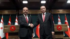 Kuzey Kıbrıs Başbakanı Ersin Tatar ve Cumhurbaşkanı Recep Tayyip Erdoğan