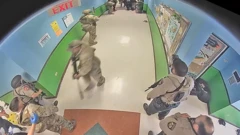 Captura de pantalla de las imágenes de una cámara de vigilancia dentro de la escuela primaria Robb