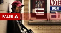الصورة المزيفة لرجل يتربص خارج مركز الاقتراع ببندقية
