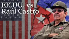 Fotomontaje con Raúl Castro, las banderas de Estados Unidos y Cuba, y sombras de aviones volando sobre ellas.
