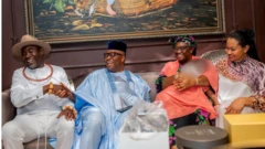 Senate president and im wife in di company of senator Natasha and her family