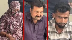 કથિતપણે હાથીદાંત વેચવાના કેસના આરોપી રાબિયા (ડાબે), પ્રકાશ જૈન (વચ્ચે) અને અનિશ