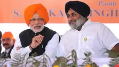 ਮਰਹੂਮ ਪ੍ਰਕਾਸ਼ ਸਿੰਘ ਬਾਦਲ, ਨਰਿੰਦਰ ਮੋਦੀ ਅਤੇ ਸੁਖਬੀਰ ਸਿੰਘ ਬਾਦਲ