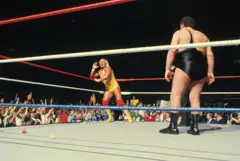 Hulk Hogan y André The Giant en Madison Square Garden de Nueva York en 1987.