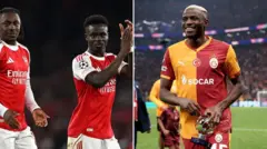 Collage pictures of Arsenal and Newcastle player