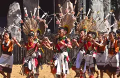 নাগাল্যান্ডের লোকসংস্কৃতির প্রতীক, হর্নবিল উৎসবের একটি দৃশ্য