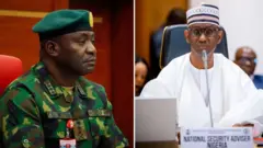Nigeria Chief of Defense Staff Gen. Christopher Musa and Nigeria Security Adviser, Nuhu Ribadu